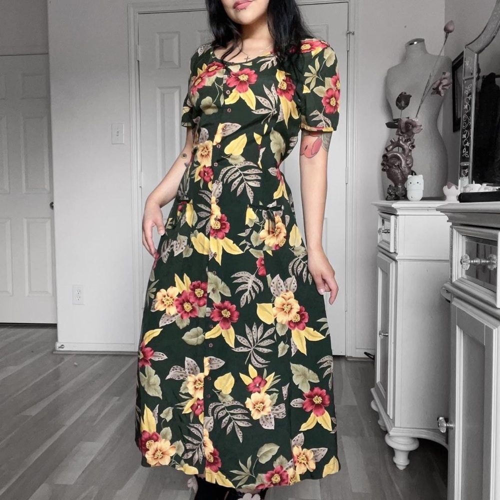 💐 Vintage Retro Cottagecore Floral Dress